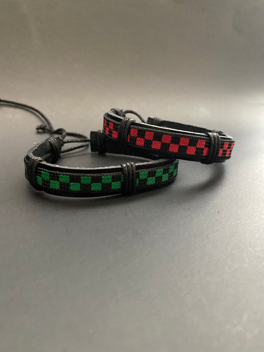 Checkered band adjustable bracelet