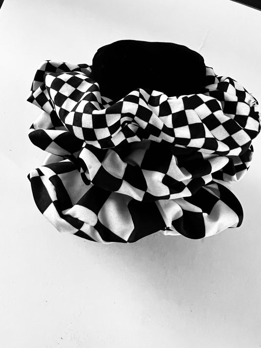 Checkered Hair Scrunchies Trio