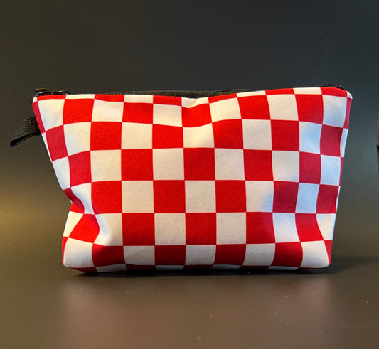 Checkered cosmetic bag