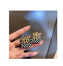 Square with Gold Metal Accent Earring