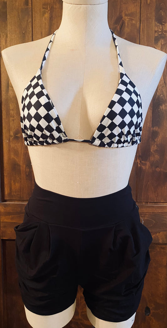 Checkered Bikini Triangle Top