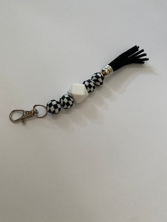 Handmade Bead with Fringe Key Chain