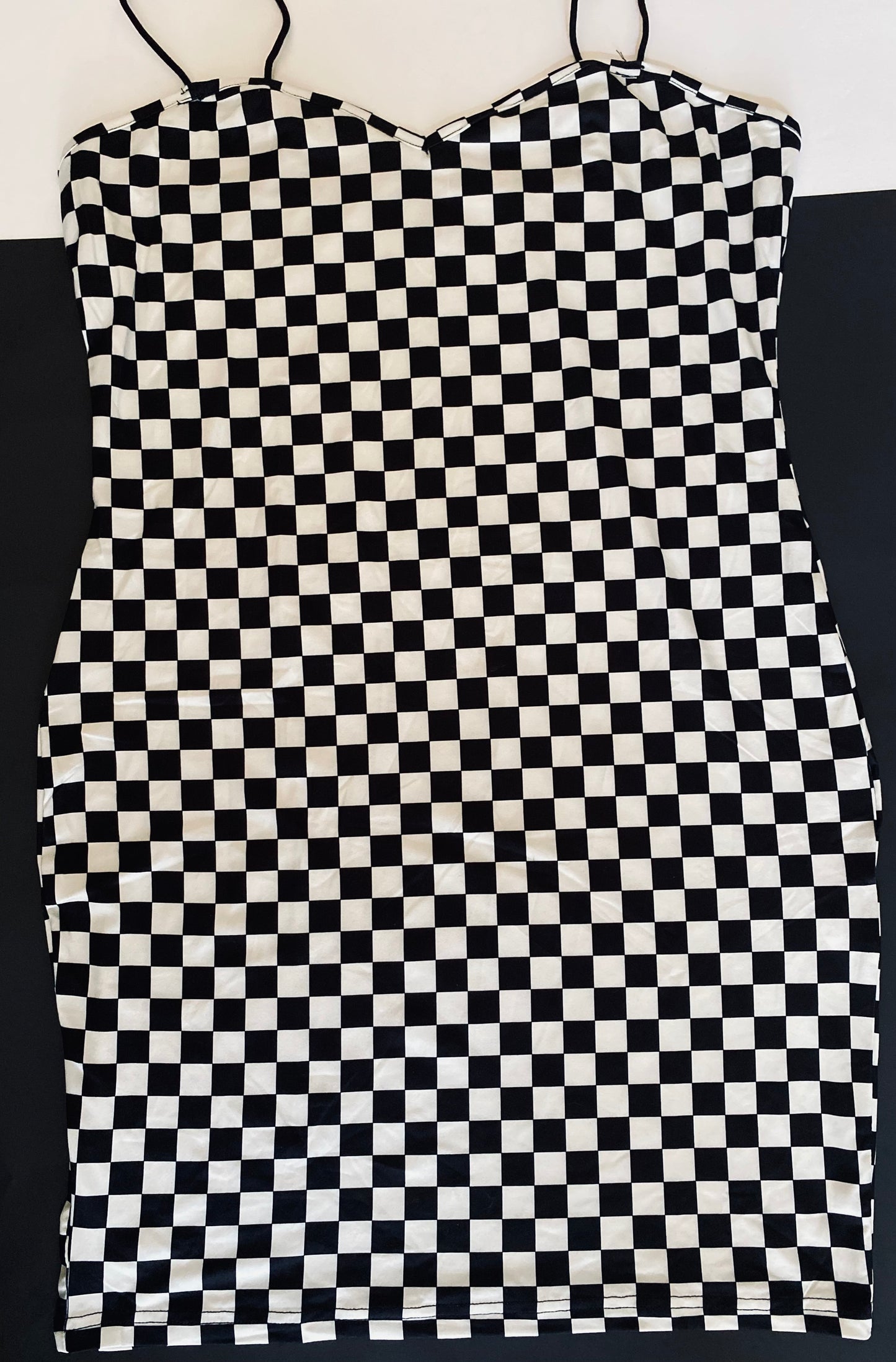 Spaghetti strap checkered dress